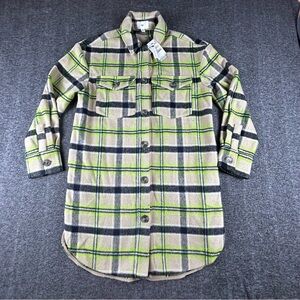 BP Plaid Oversized Jacket in Lime/Green and Black